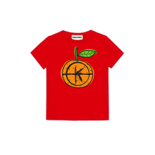 Load image into Gallery viewer, Children's K Orange print cotton T-shirt