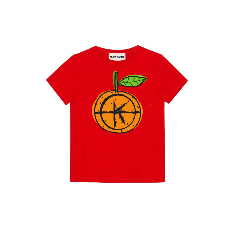 Children's K Orange print cotton T-shirt